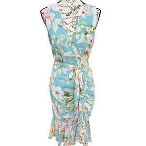 Eliza J Floral Wrap Dress in Blue